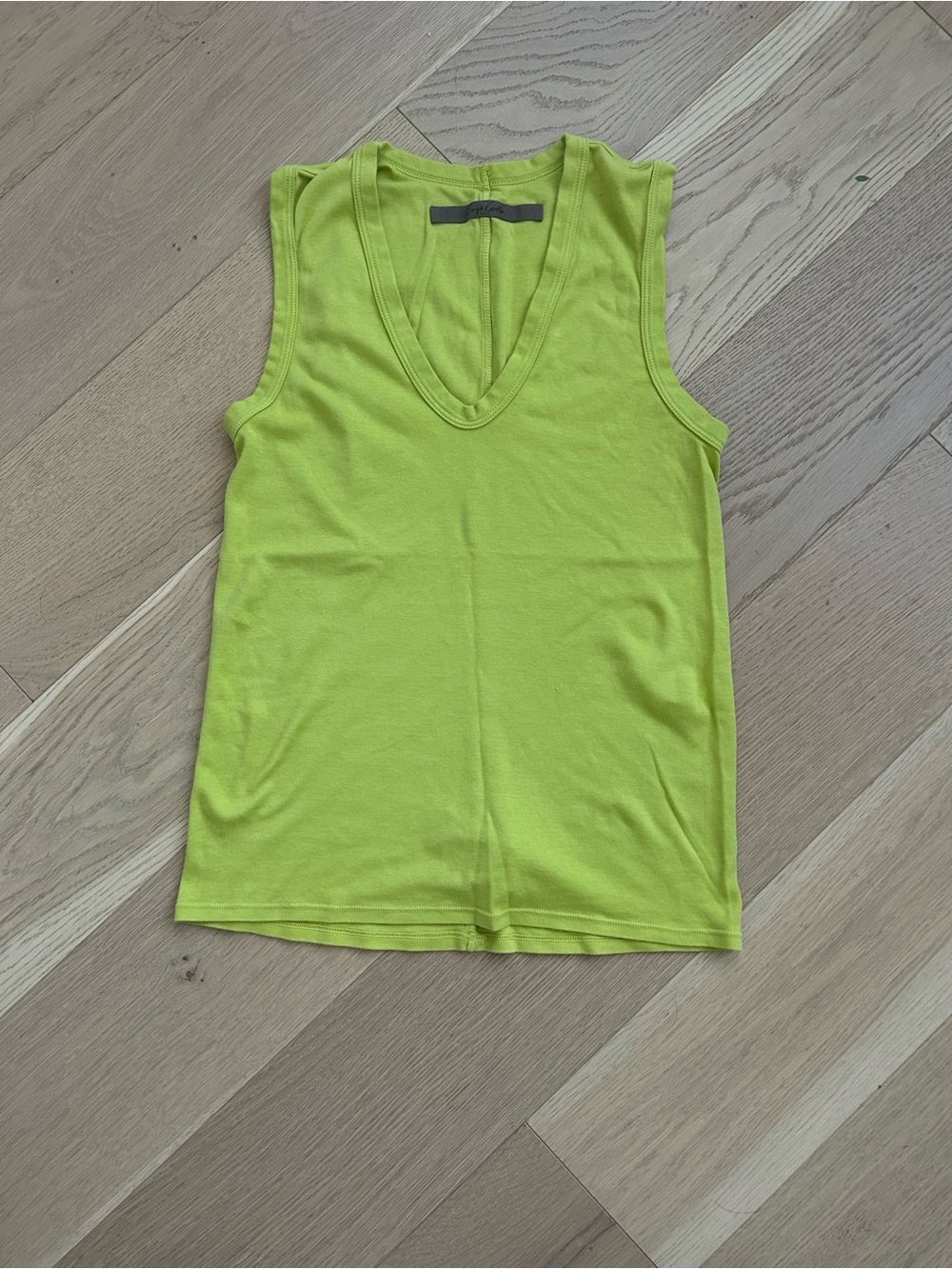 Enza Costa Sleeveless U Neck Tank Top Lime Green - L